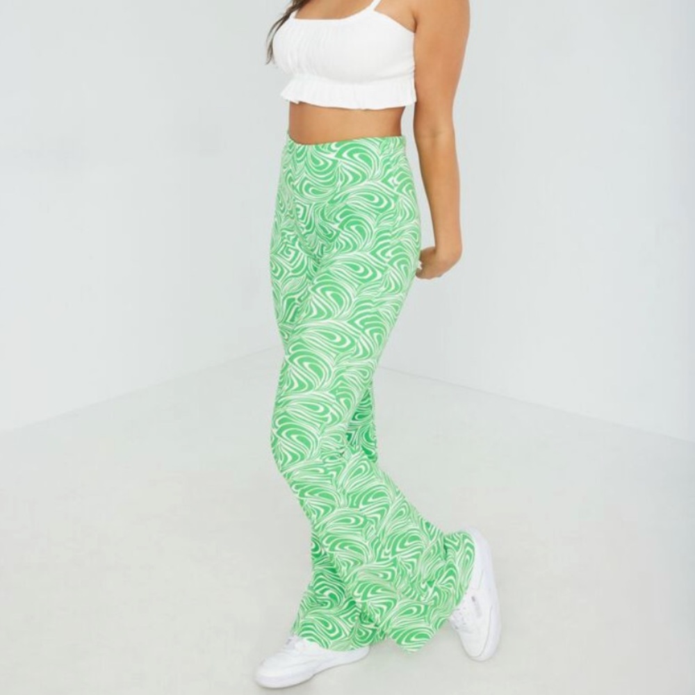 Odessa Flare Pants - Green and White